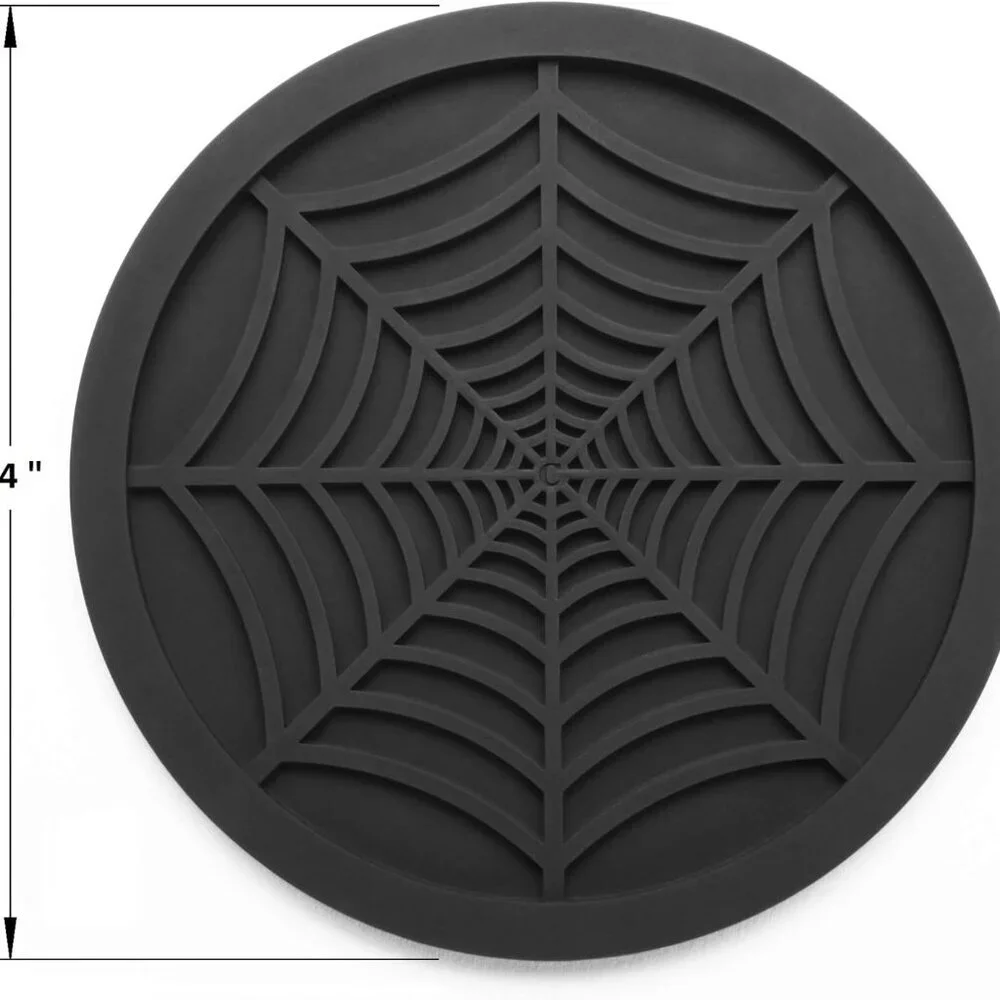Silicone Coasters For Drinks - 6 Pack Unique Design Spider Drink Coasters, 4